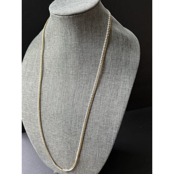 Vtg. Multi Strand Chain Necklace Gold Tone White Modernist Minimalist Layered - Picture 3 of 6
